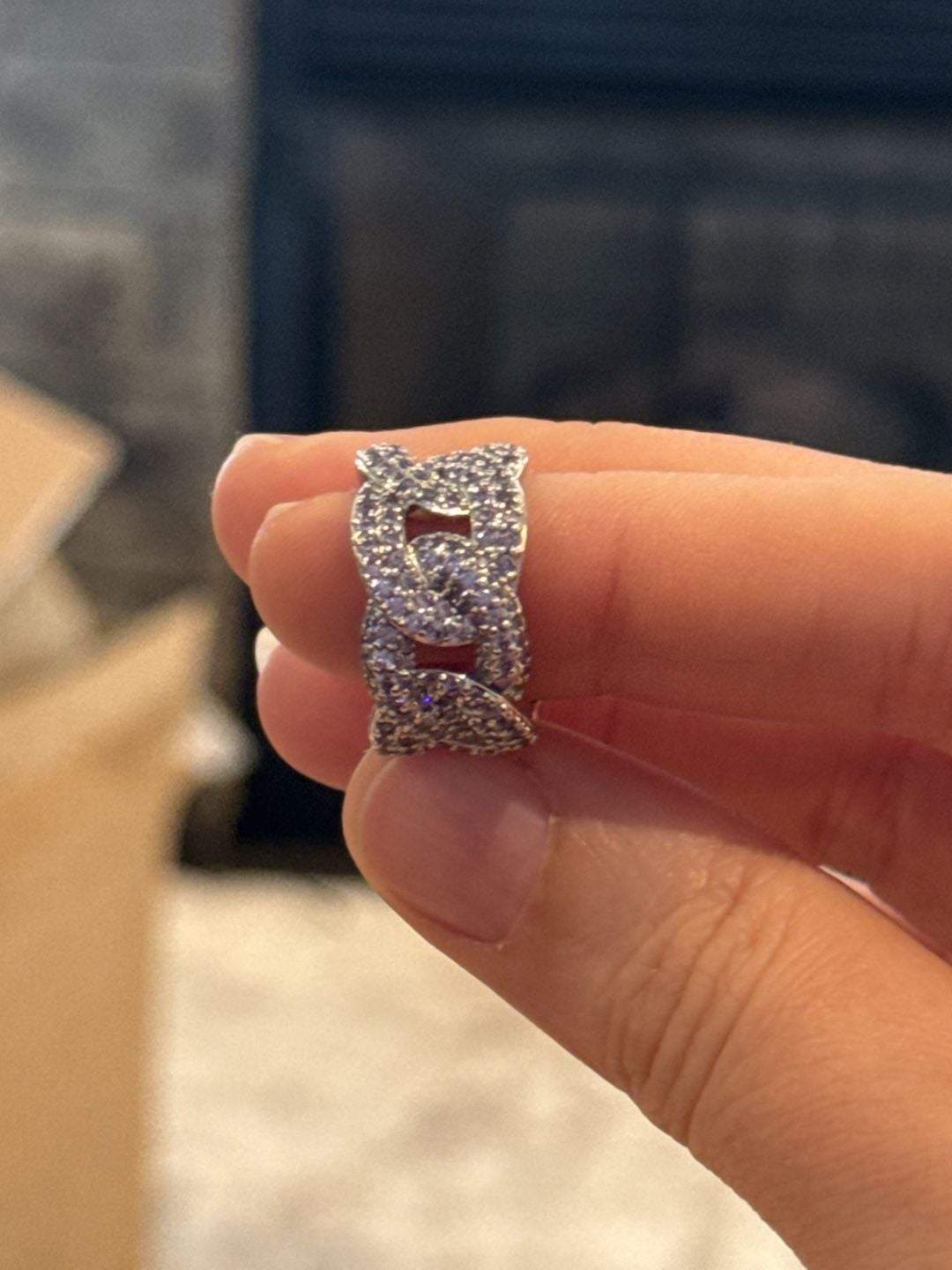 Bomb Party Moments to Remember Purple Topaz CZ Rhodium Ring Size 6 3