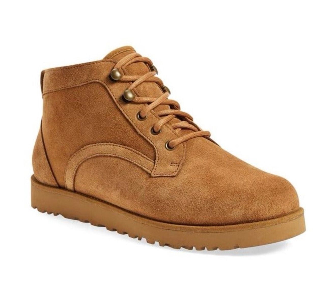 UGG Women's Bethany Lace Up Sheepskin Chukka Booties Chestnut Suede 2