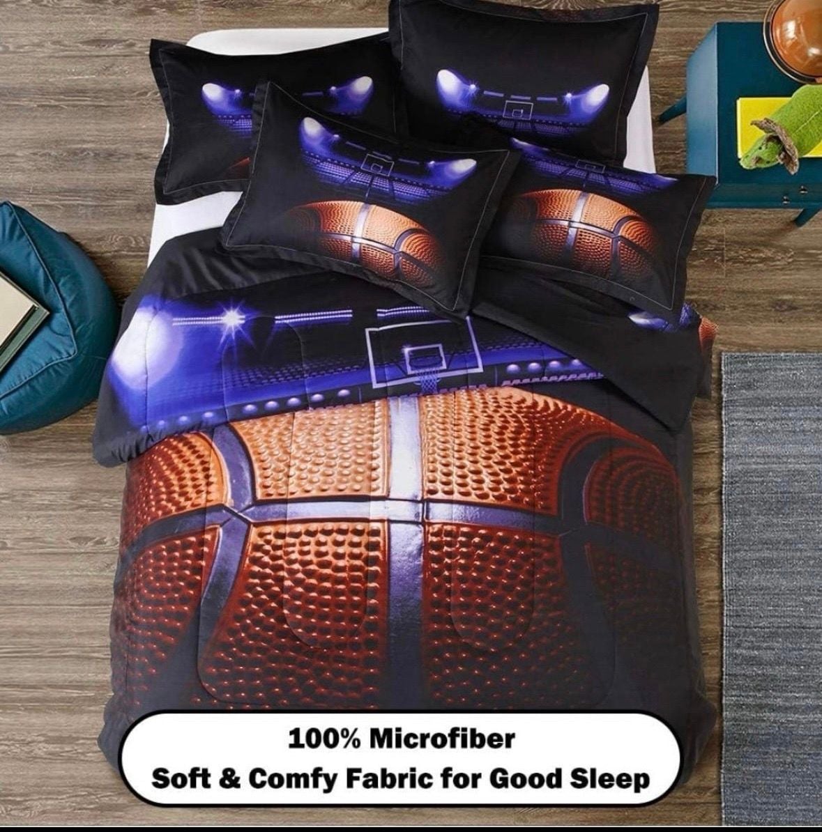 3D Basketball Comforter Set with Pillowcases Full Size Soft Microfiber Sports Bedding 8