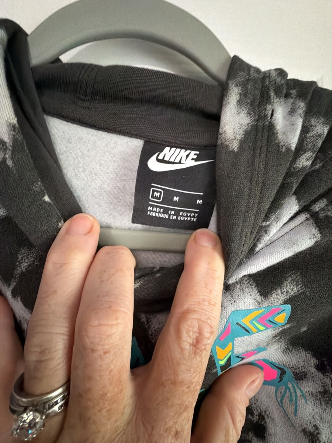 Nike Black White Tie Dye Crop Pullover Hoodie with Graphic Logo 3