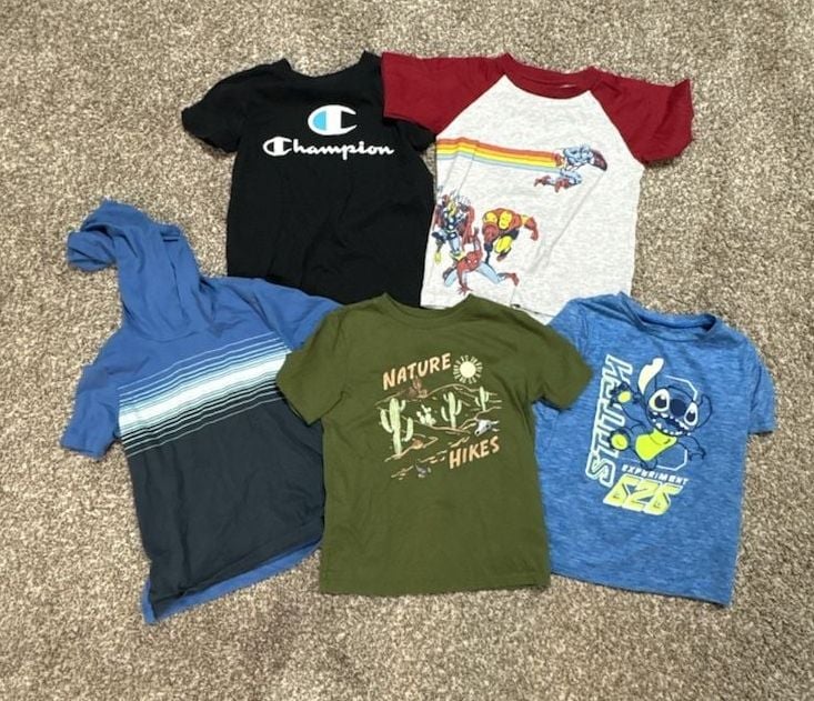 Lot of 5 Boys Assorted Graphic T-Shirts and Hooded Shirt 1