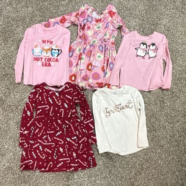 Girls Assorted Holiday Long Sleeve Shirts and Dresses Bundle Size 4T