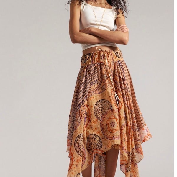 Free People Kaia Asymmetrical Skirt In Scarf Print