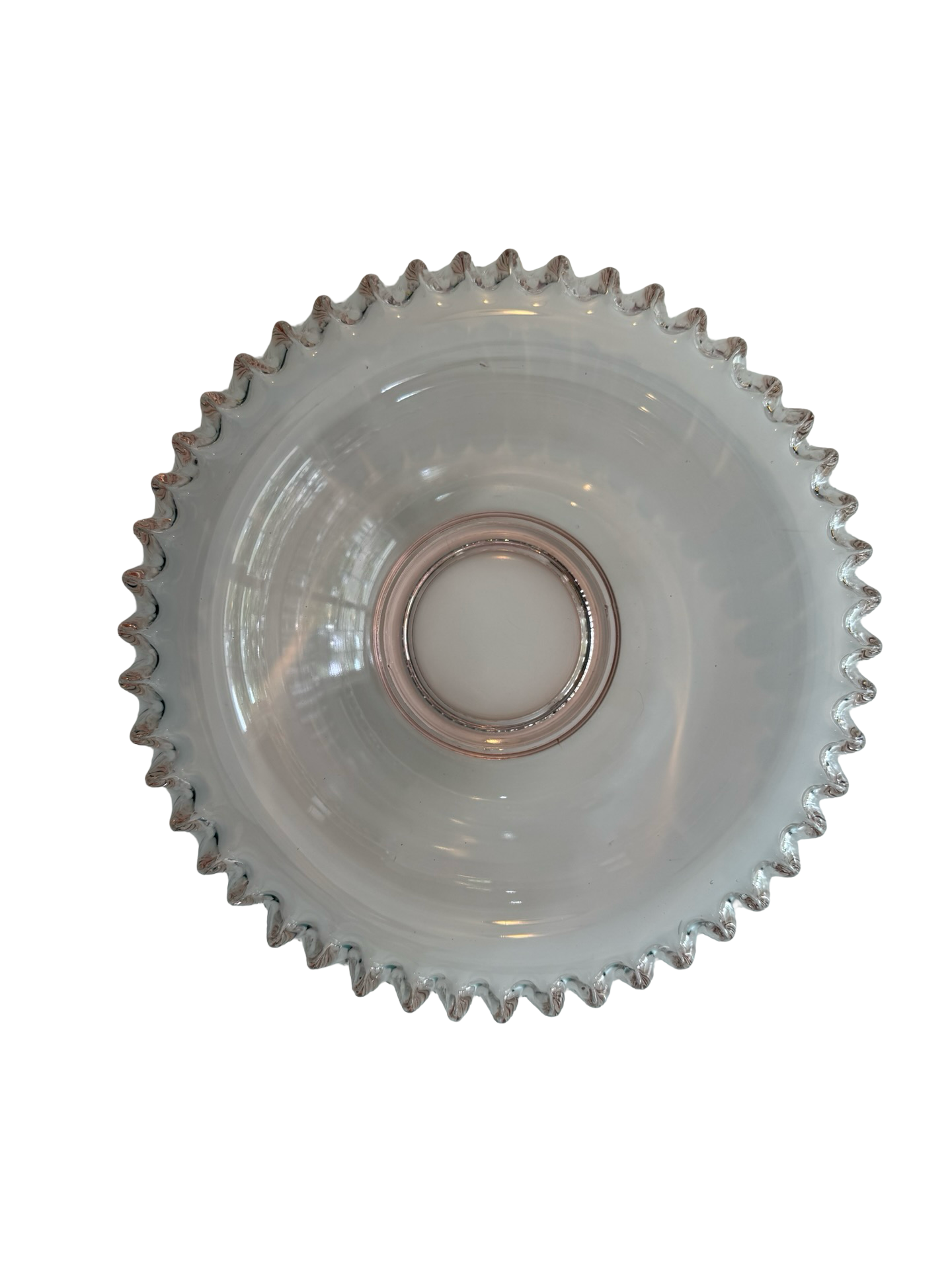 Vintage Pink Depression Glass Scalloped Ruffle Edge Serving Bowl 1