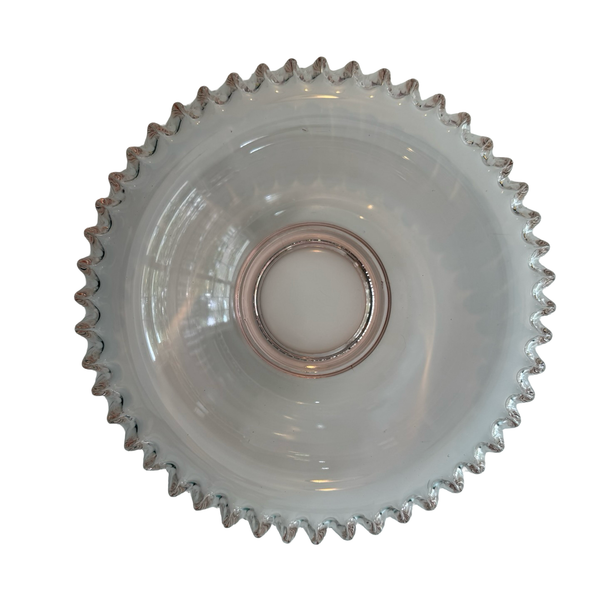 Vintage Pink Depression Glass Scalloped Ruffle Edge Serving Bowl