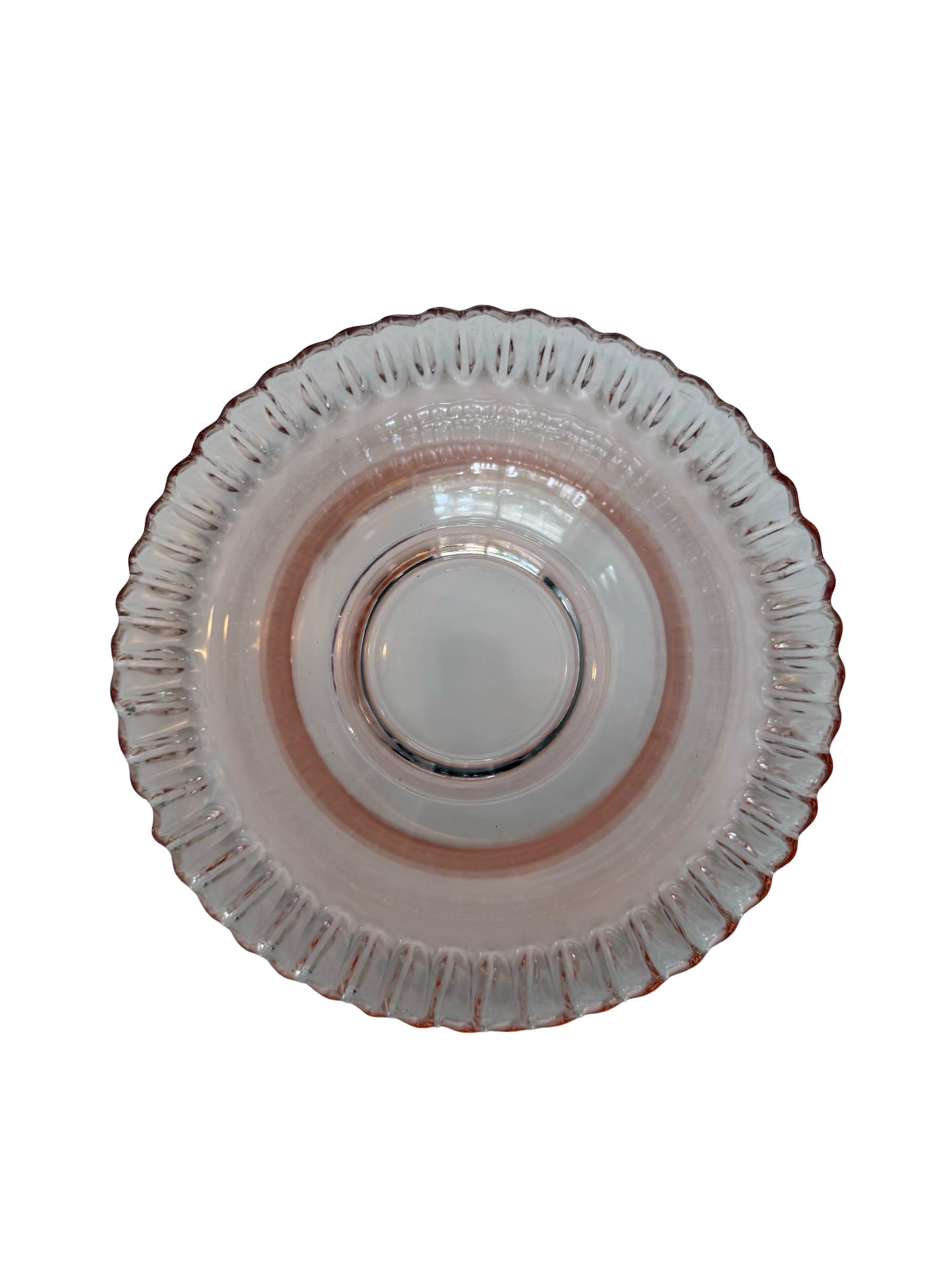 Vintage Pink Depression Glass Scalloped Ruffle Edge Serving Bowl 3