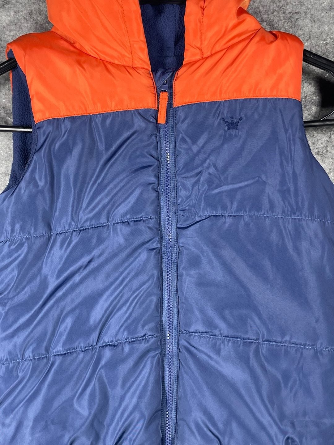 epk Kids Boys Blue and Orange Hooded Puffer Vest Size 3T 4