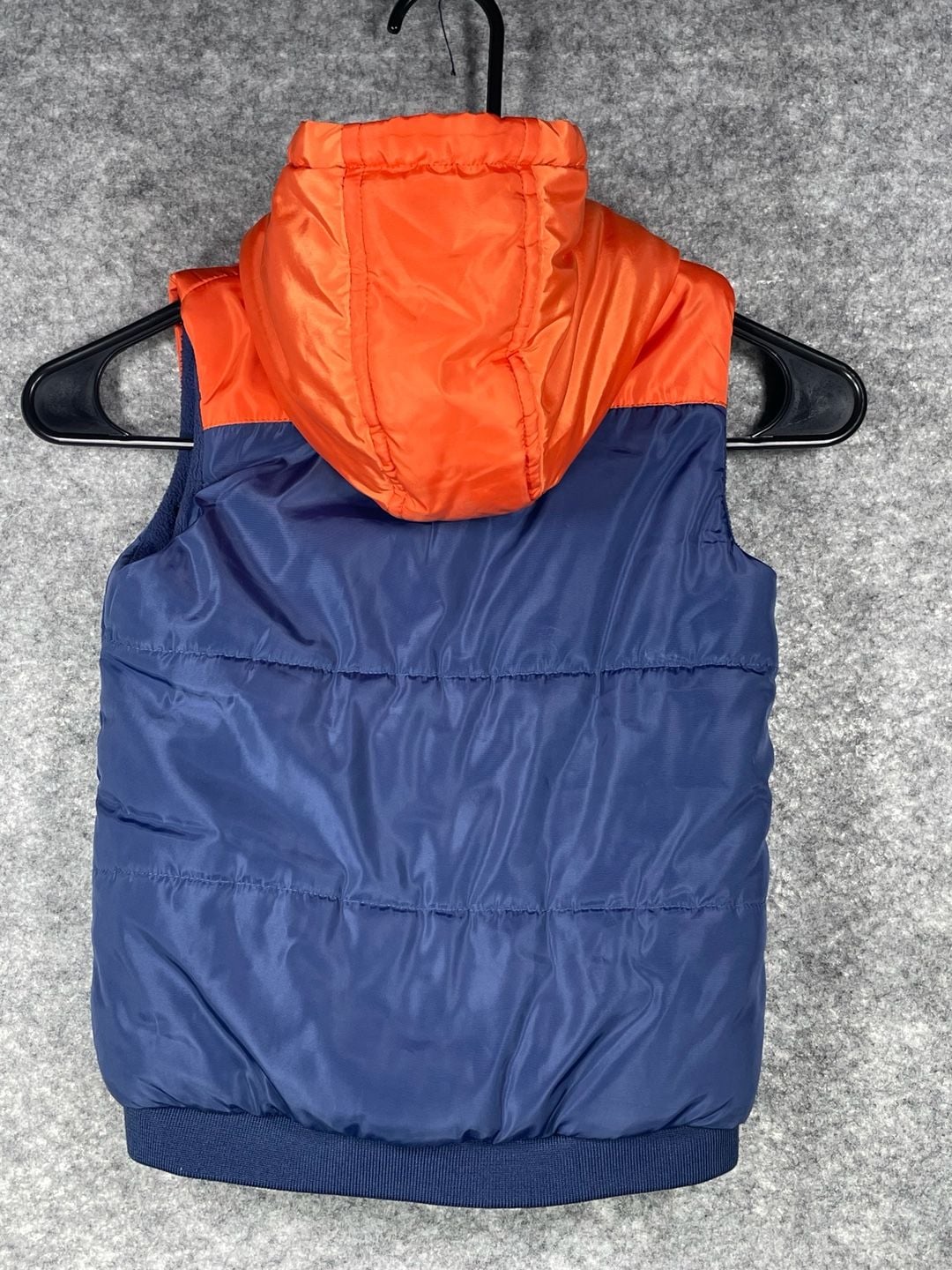 epk Kids Boys Blue and Orange Hooded Puffer Vest Size 3T 5