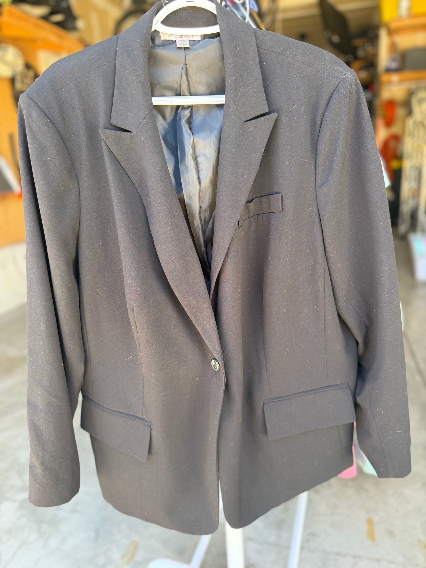 Roz & Ali Black Notched Lapel Single Button Office Blazer Size 18 3