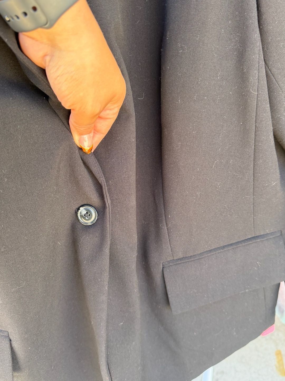 Roz & Ali Black Notched Lapel Single Button Office Blazer Size 18 5