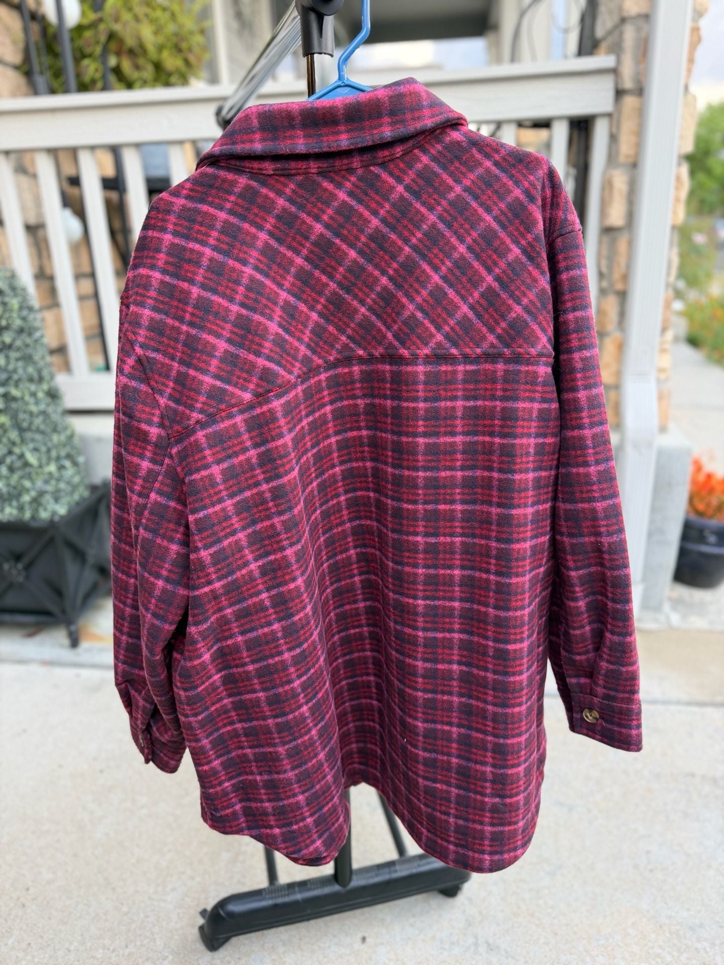 Terra & Sky Women's Plus Size Plaid Button Down Shacket Jacket 4
