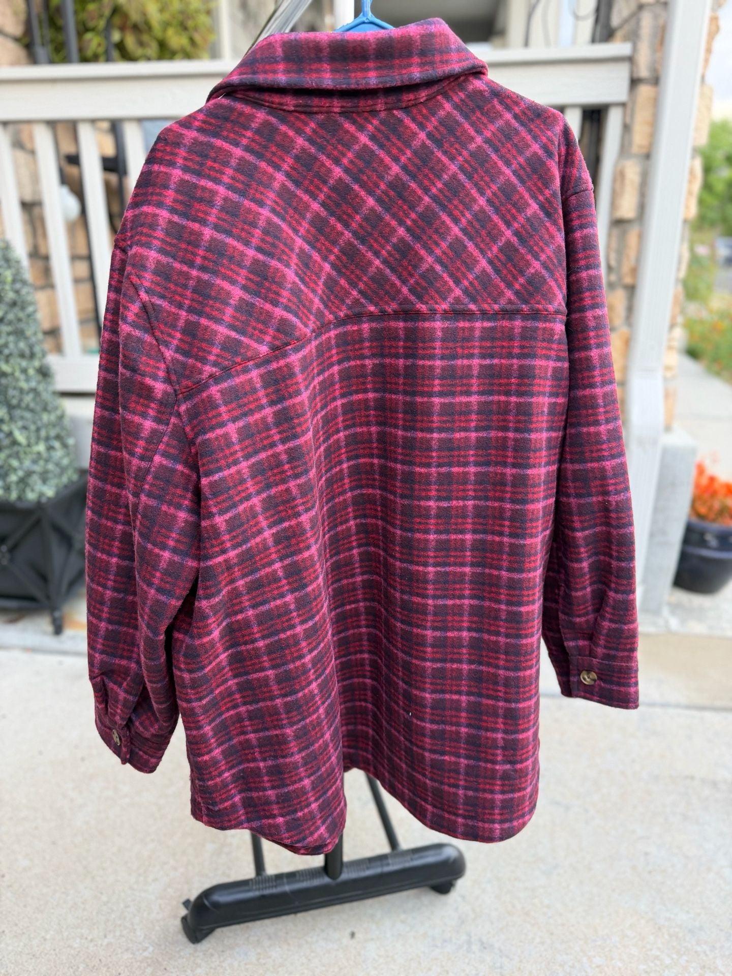 Terra & Sky Women's Plus Size Plaid Button Down Shacket Jacket 5