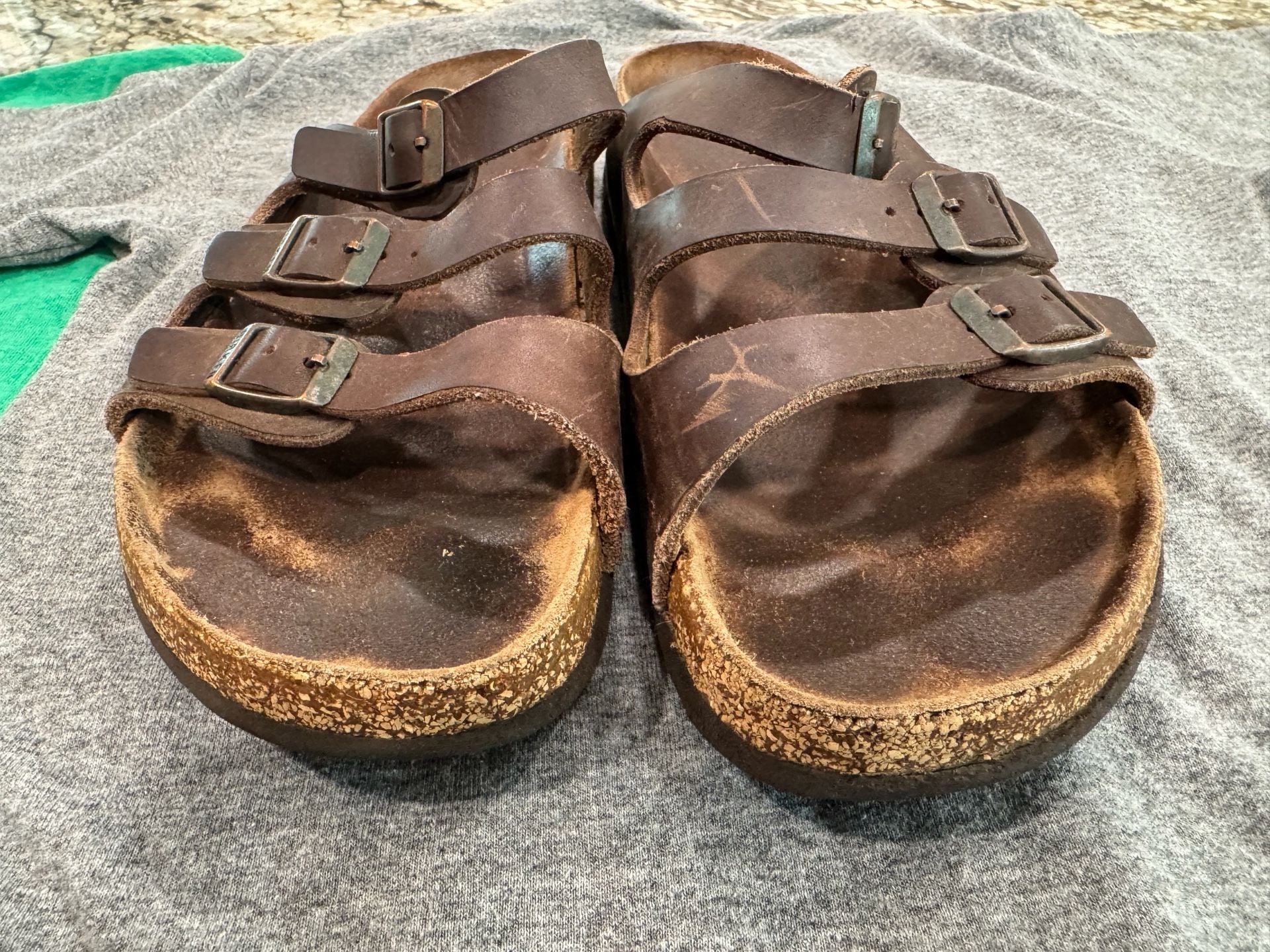 Birkenstock Florida Brown Oiled Leather Three Strap Sandals Size 41 2