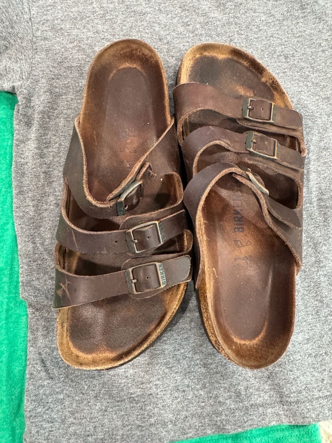 Birkenstock Florida Brown Oiled Leather Three Strap Sandals Size 41 3