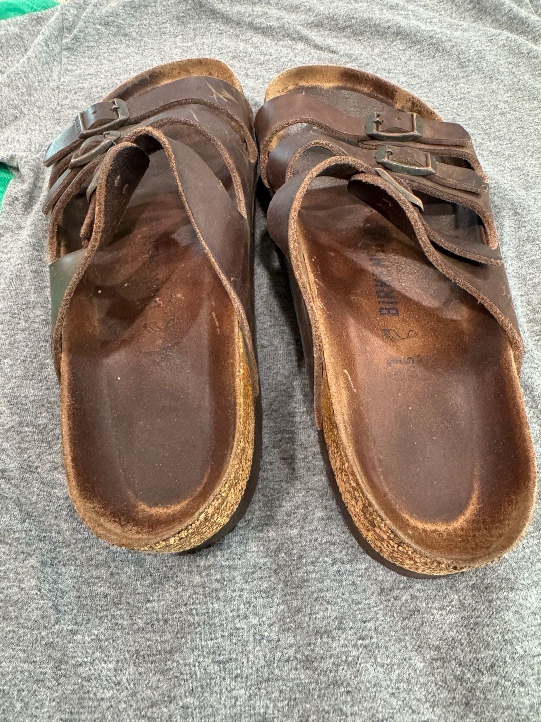 Birkenstock Florida Brown Oiled Leather Three Strap Sandals Size 41 4