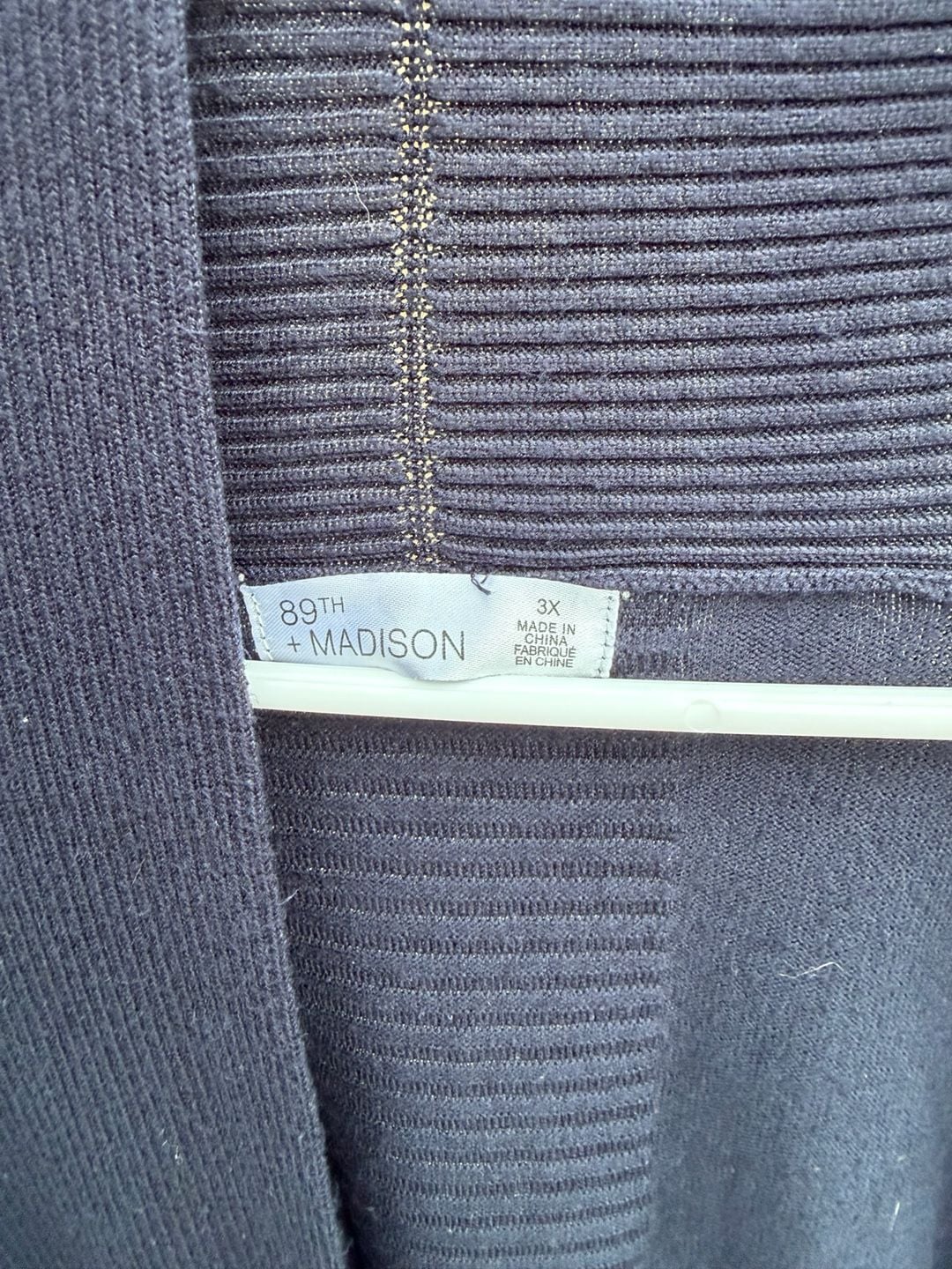 89th + Madison Navy Blue Ribbed Knit Open Front Cardigan Plus Size 3X 3