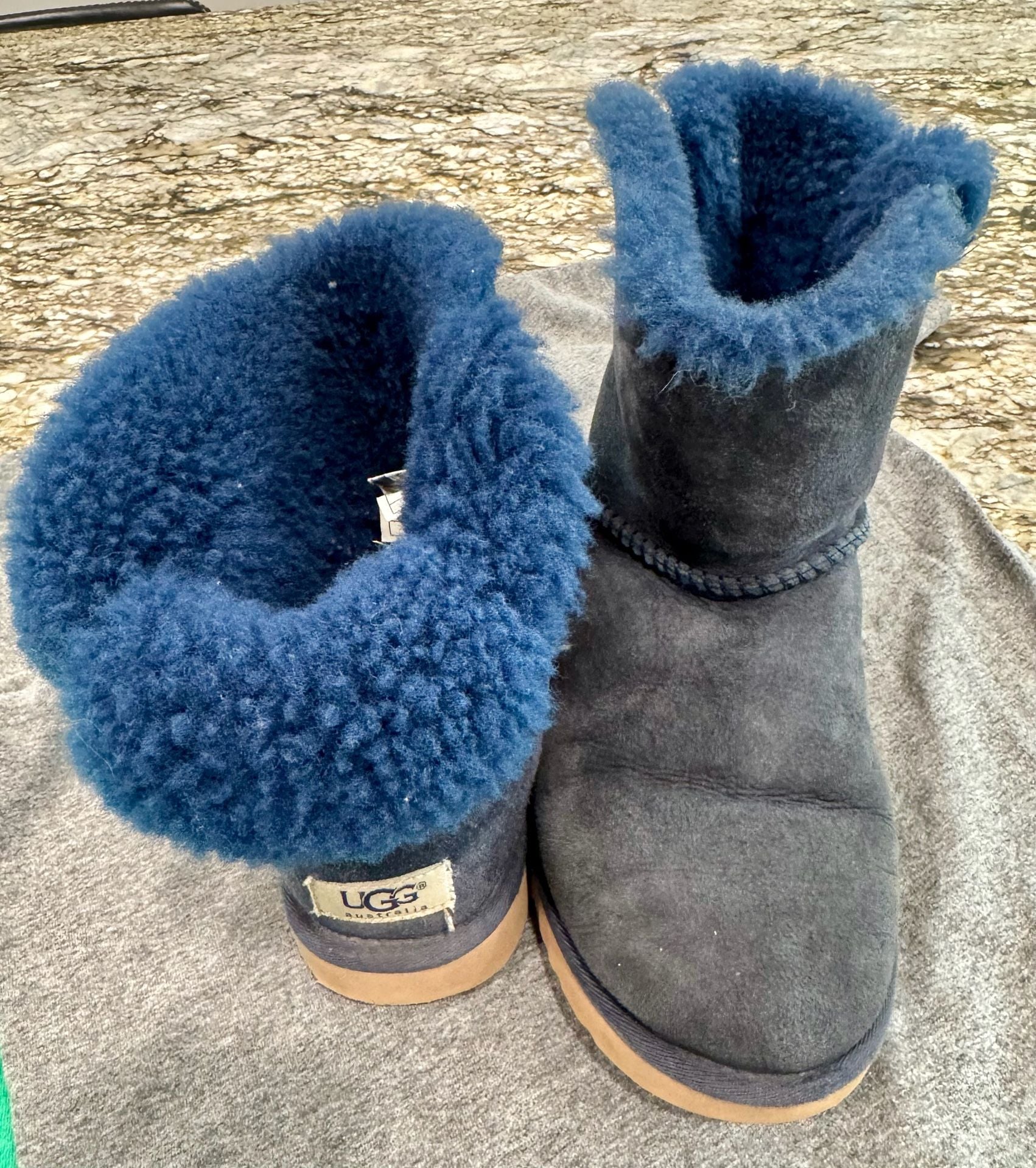 UGG Australia Blue Suede Bow Boots Size 8 1
