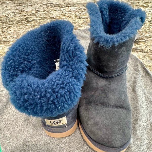 UGG Australia Blue Suede Bow Boots Size 8