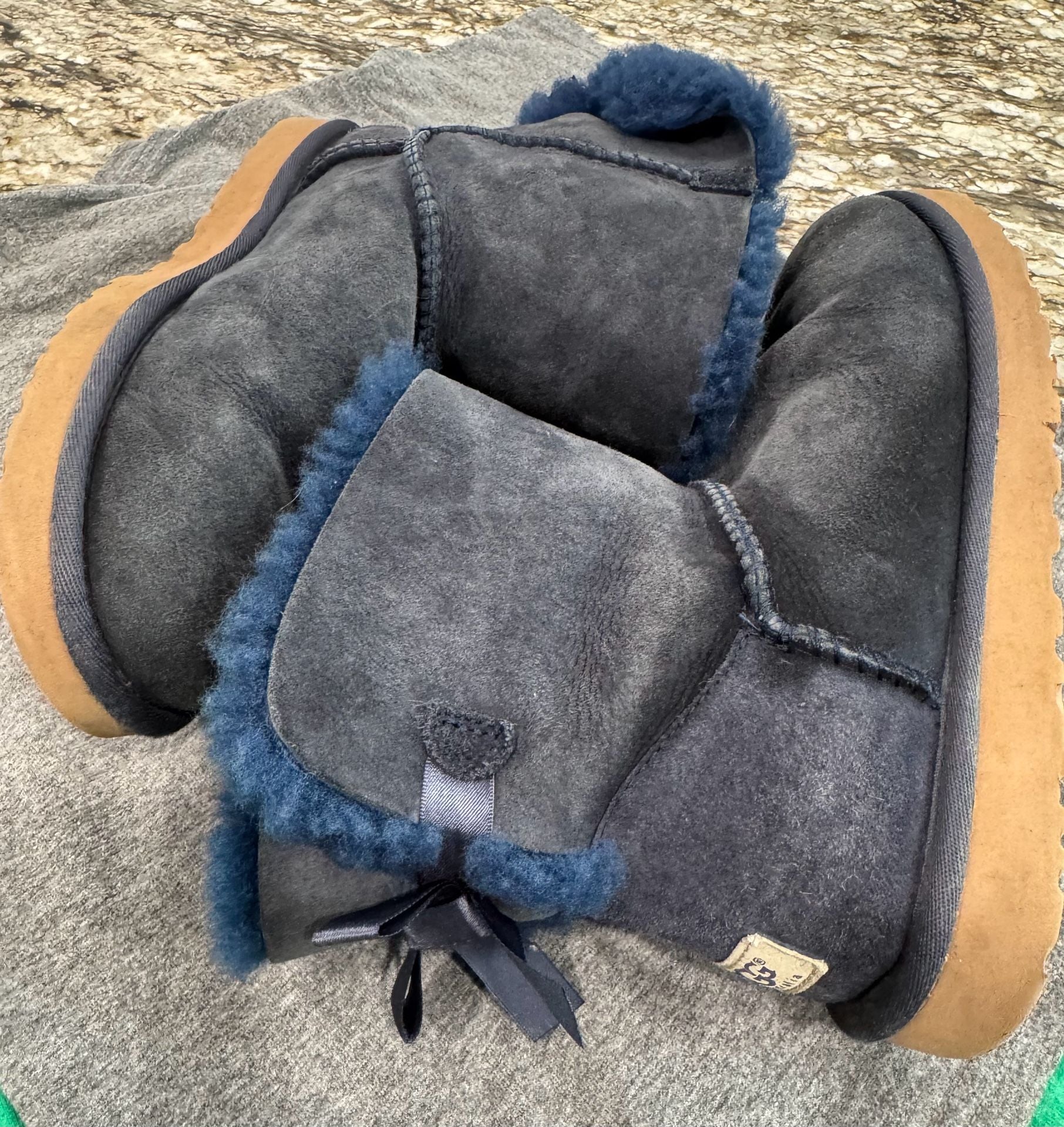 UGG Australia Blue Suede Bow Boots Size 8 2