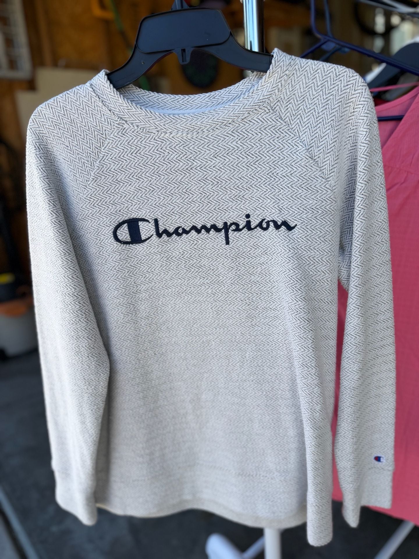 Champion Authentic Athleticwear Gray Herringbone Crewneck Sweatshirt Medium 2