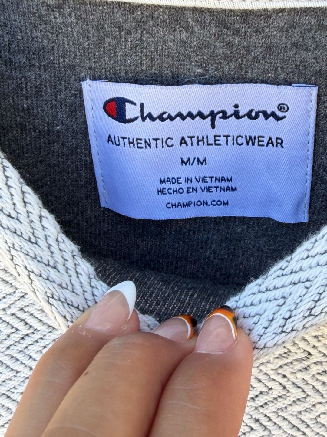 Champion Authentic Athleticwear Gray Herringbone Crewneck Sweatshirt Medium 5