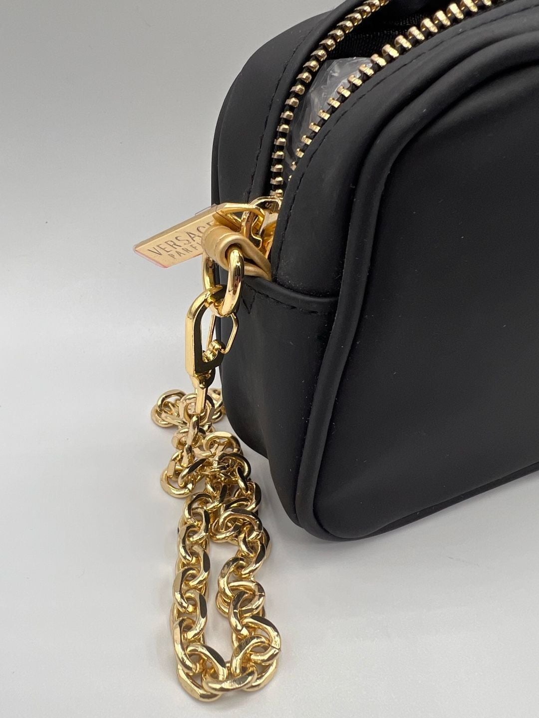 Versace Parfums Black and Gold Medusa Logo Crossbody Bag Purse 9
