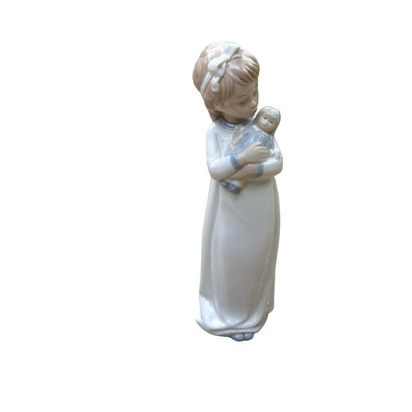 NAO by Lladro Figurine Girl in Nightie with Doll