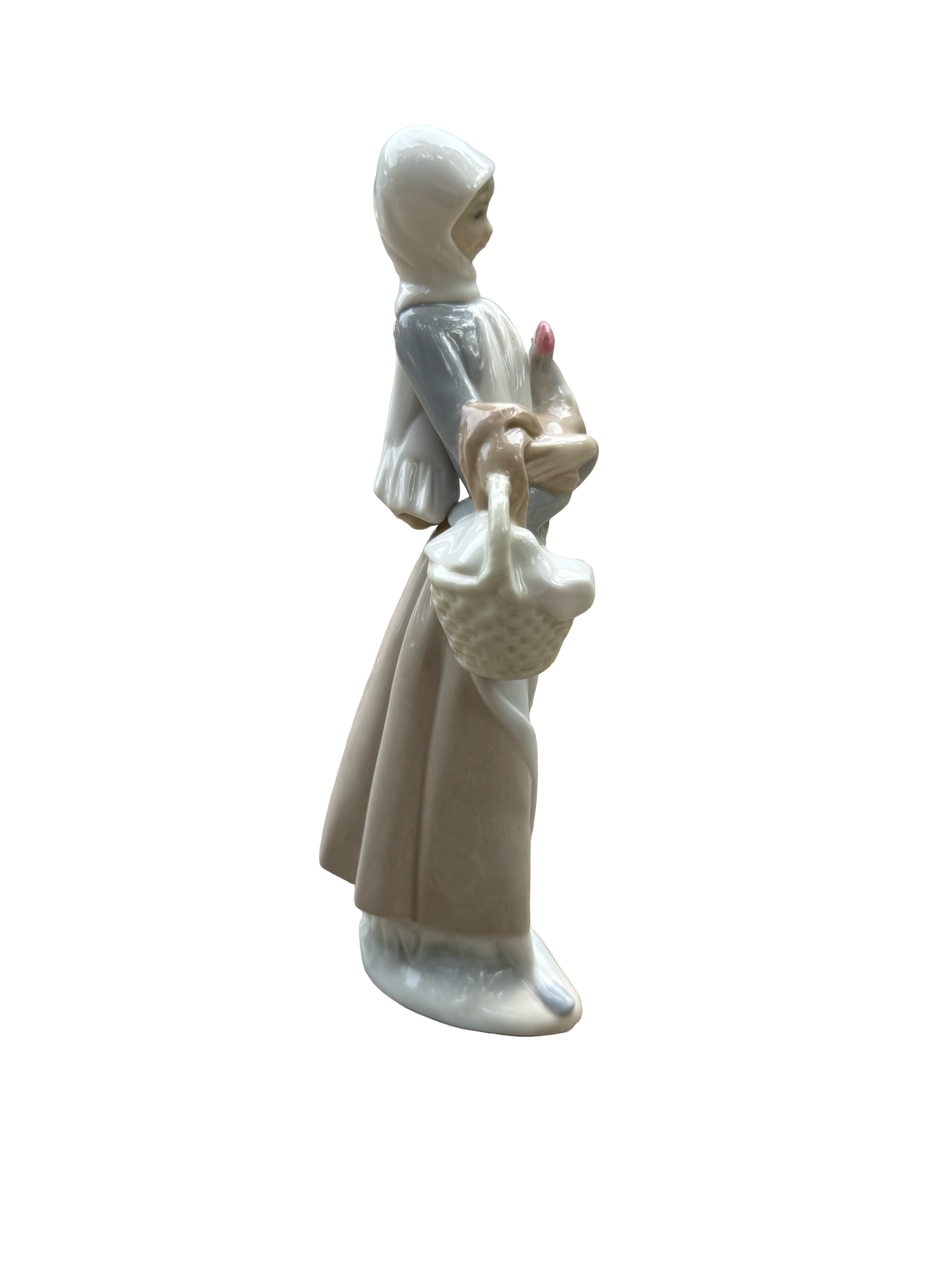 Lladro Porcelain Figurine Girl with Cockerel Rooster and Basket #4591 2