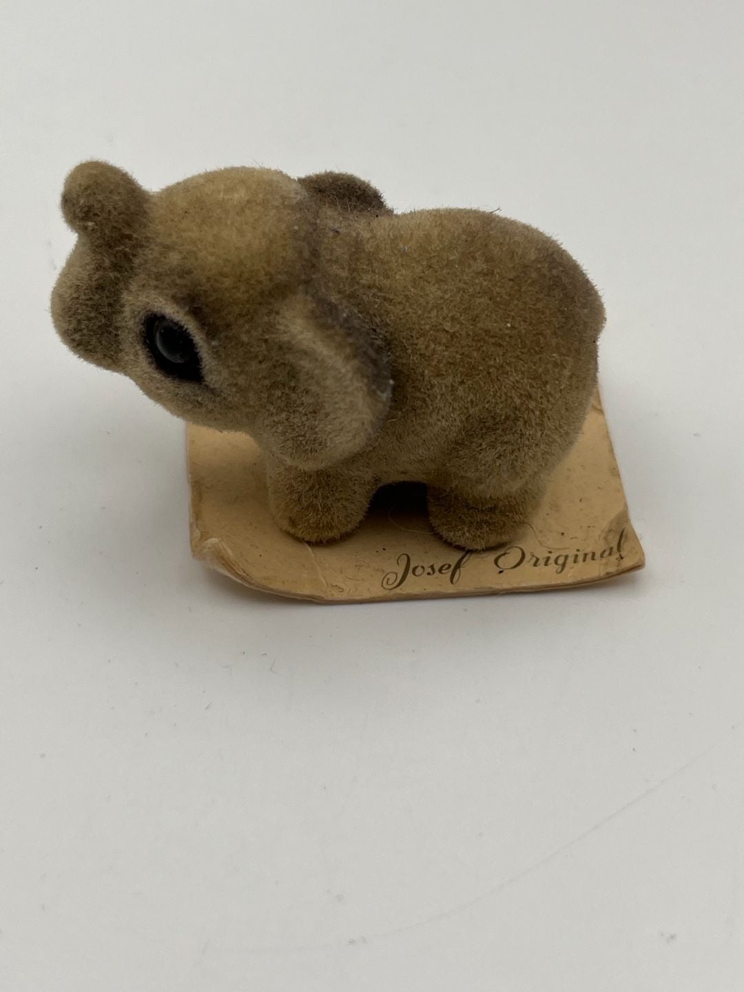 Vintage Josef Originals Flocked Baby Elephant Figurine (K) 1
