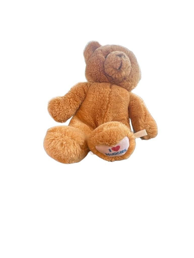 Vintage Huggies Brown Teddy Bear Plush Animal w/ I Love Huggies Foot Graphic 2