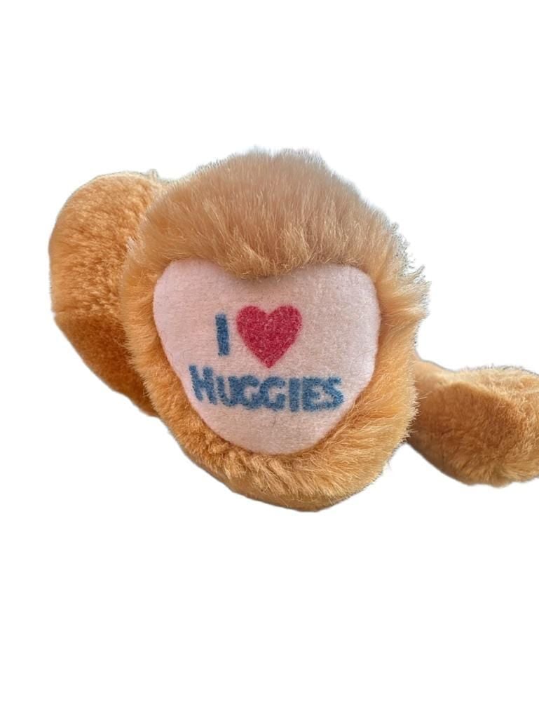 Vintage Huggies Brown Teddy Bear Plush Animal w/ I Love Huggies Foot Graphic 5