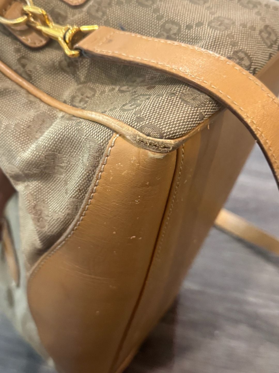 Vintage Gucci Micro GG Monogram Tan Leather Satchel Handbag 14