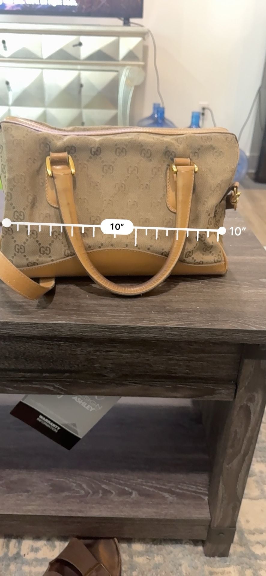 Vintage Gucci Micro GG Monogram Tan Leather Satchel Handbag 20
