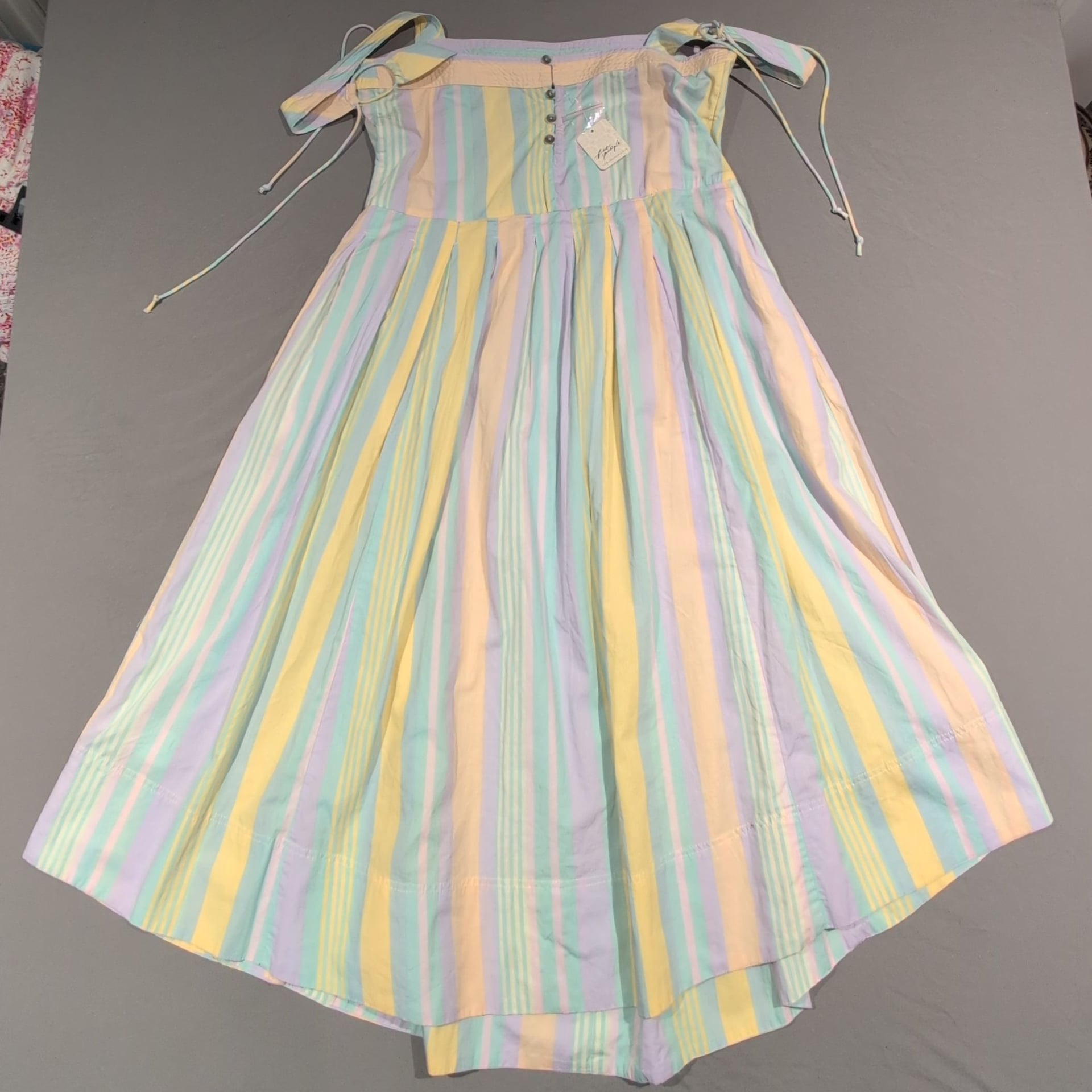Free People Primavera Stripe Cotton Midi Dress Pastel Combo Size M New With Tags 5