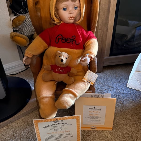 The Ashton-Drake Galleries Cindy McClure Porcelain Doll "You Need a Hug, Pooh"