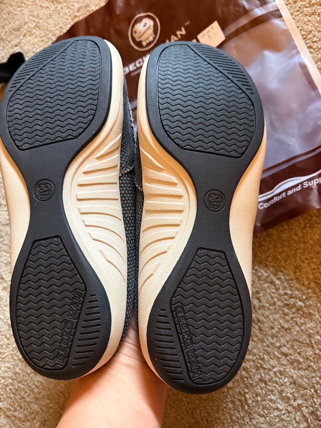 Gecko Man Men's Slippers with Arch Support Rubber Sole Black Size 11.5 5