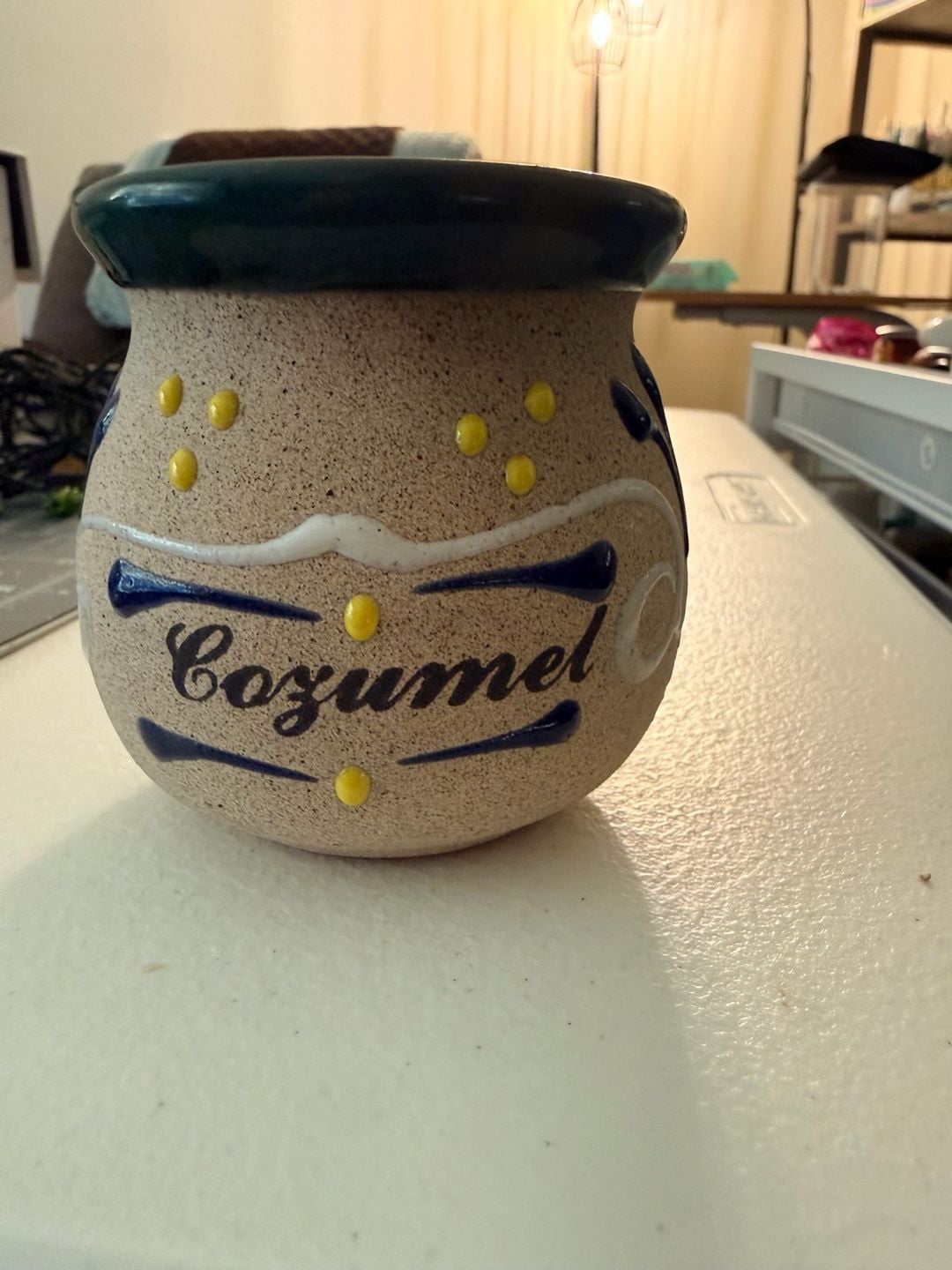 Cozumel Jarrito Coffee Mug Souvenir Hand Decorated Mexican Clay Pottery 1
