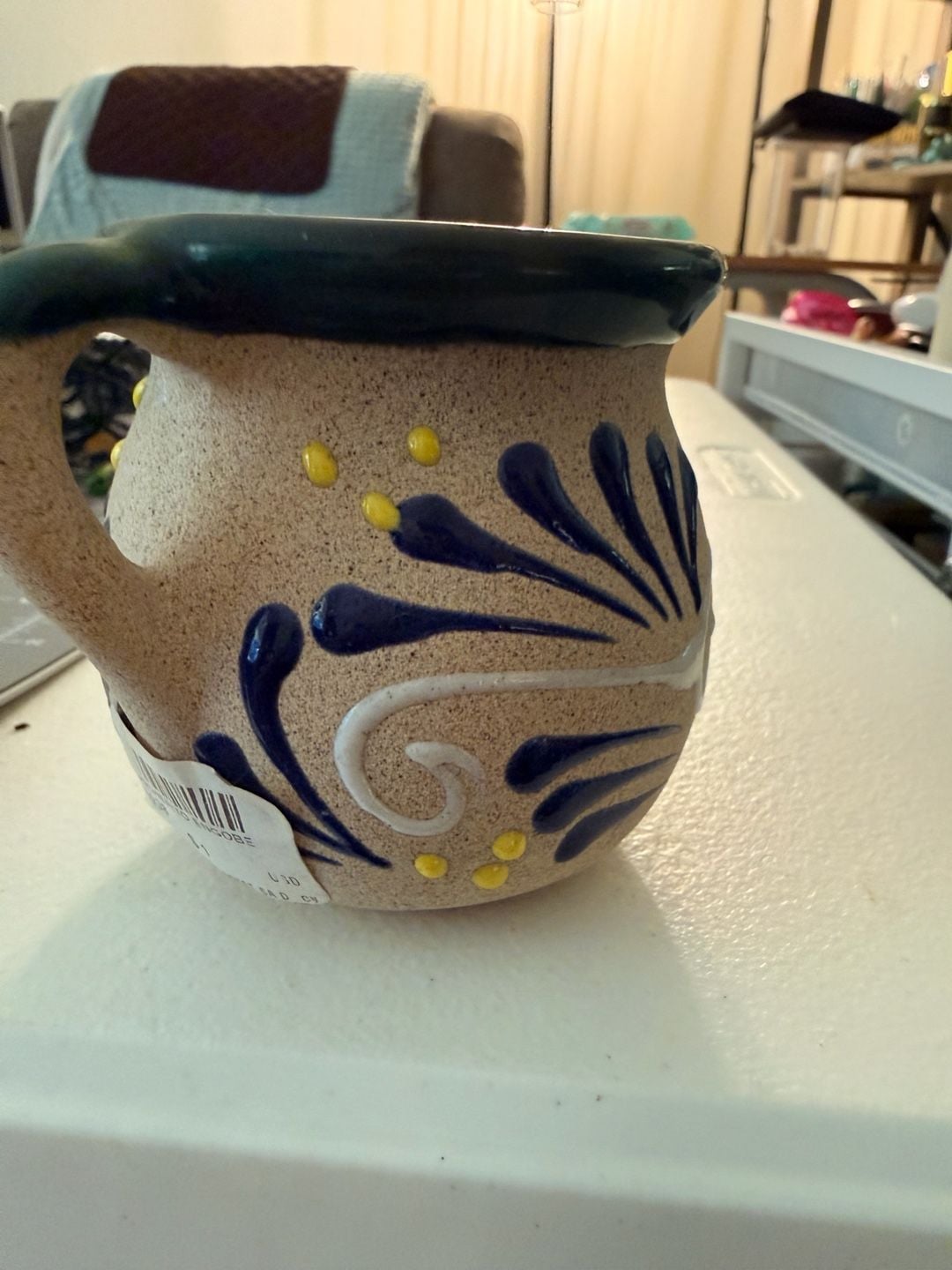 Cozumel Jarrito Coffee Mug Souvenir Hand Decorated Mexican Clay Pottery 3