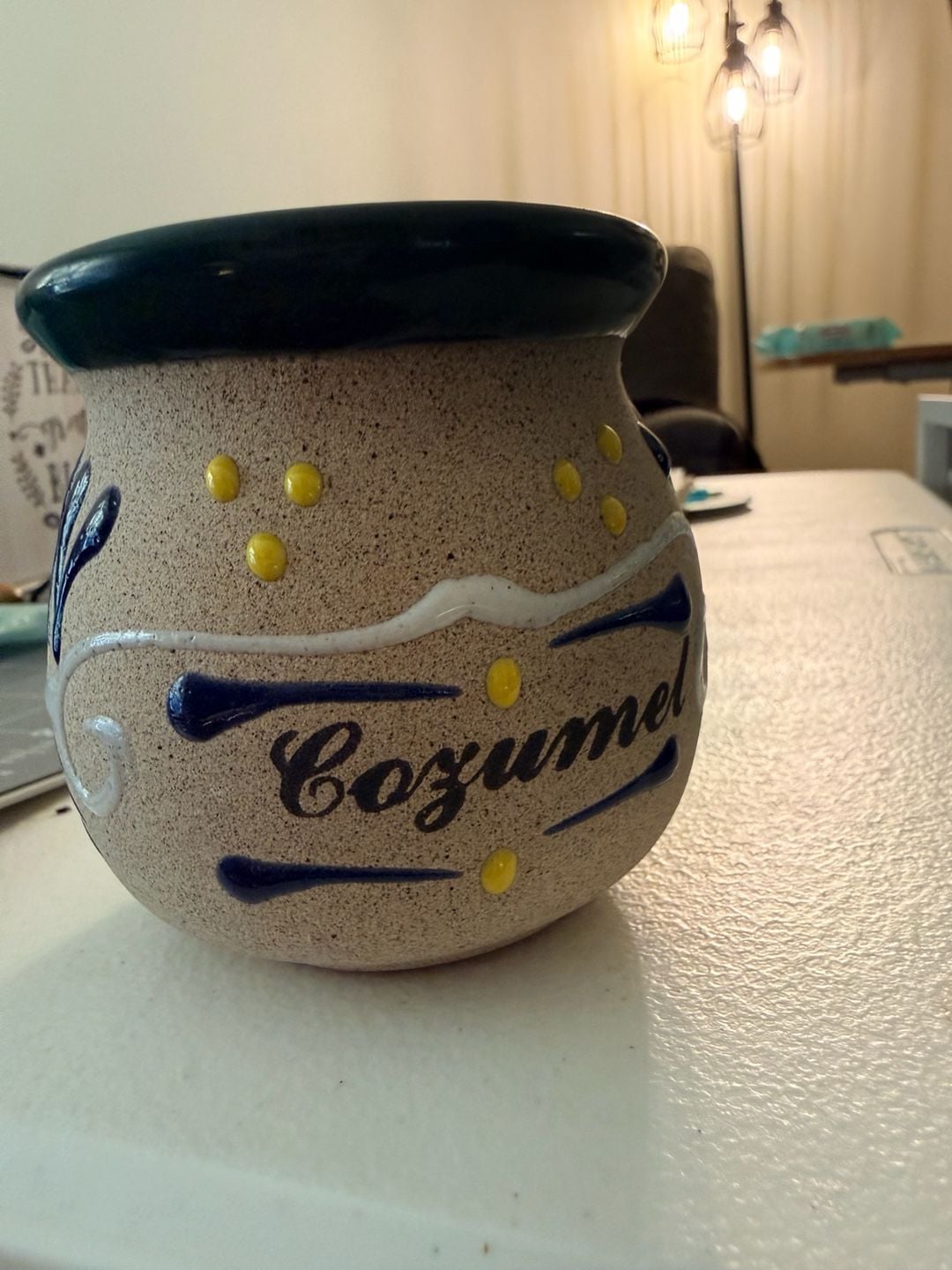 Cozumel Jarrito Coffee Mug Souvenir Hand Decorated Mexican Clay Pottery 6