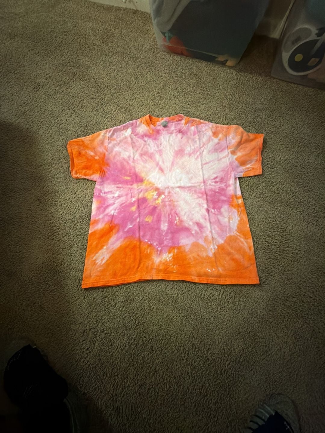Gildan Ultra Cotton Pink And Orange Tie Dye T-Shirt Size XL 2