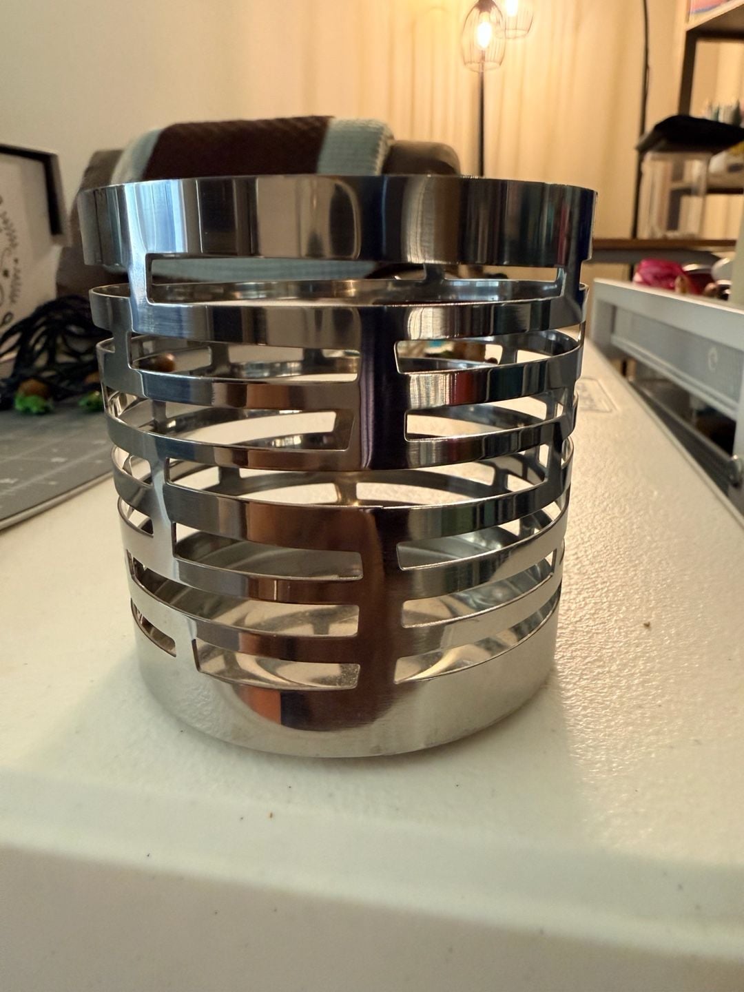 IKEA Stainless Steel Metal Cutout Candle Holder Vase Container 1