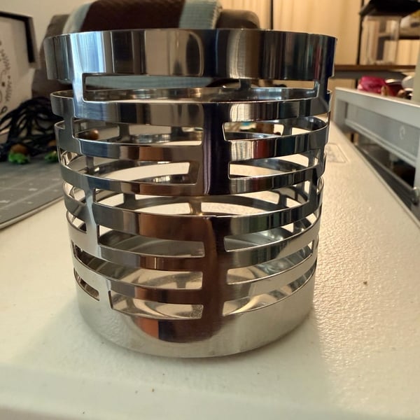 IKEA Stainless Steel Metal Cutout Candle Holder Vase Container