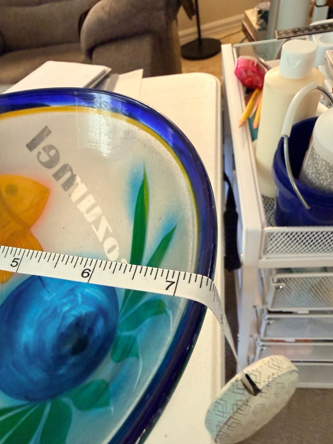 Mexican Hand Blown Art Glass Hand Painted Tropical Fish Margarita Glass Cozumel 6