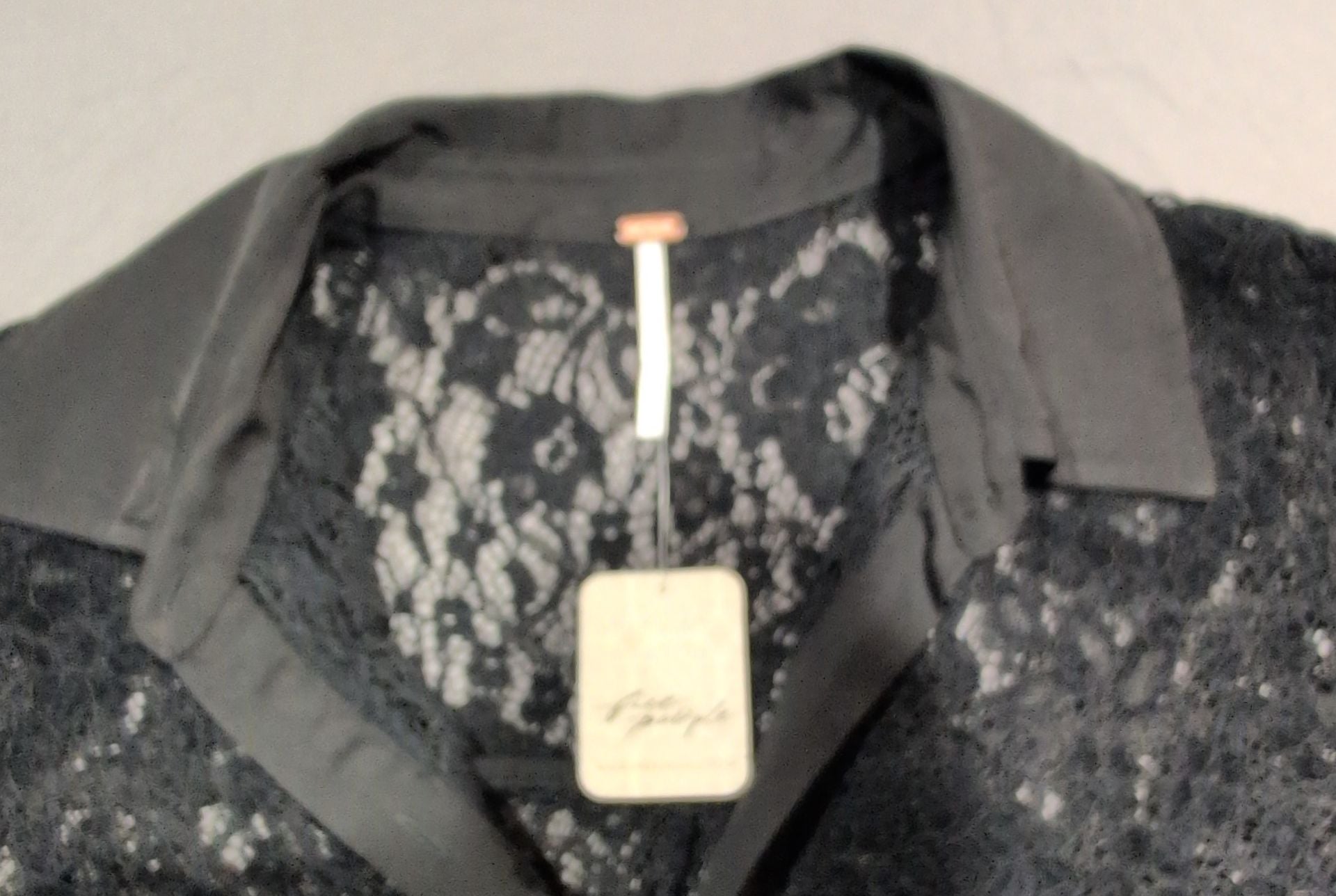 Free People Faith Lace Button Down Shirt Black Size XS New 3