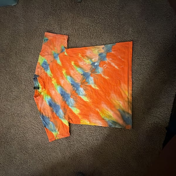 Gildan Ultra Cotton Orange And Blue Tie Dye T-Shirt