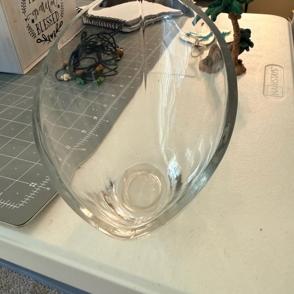 Clear Glass Slanted Oval Bowl with Angle Top