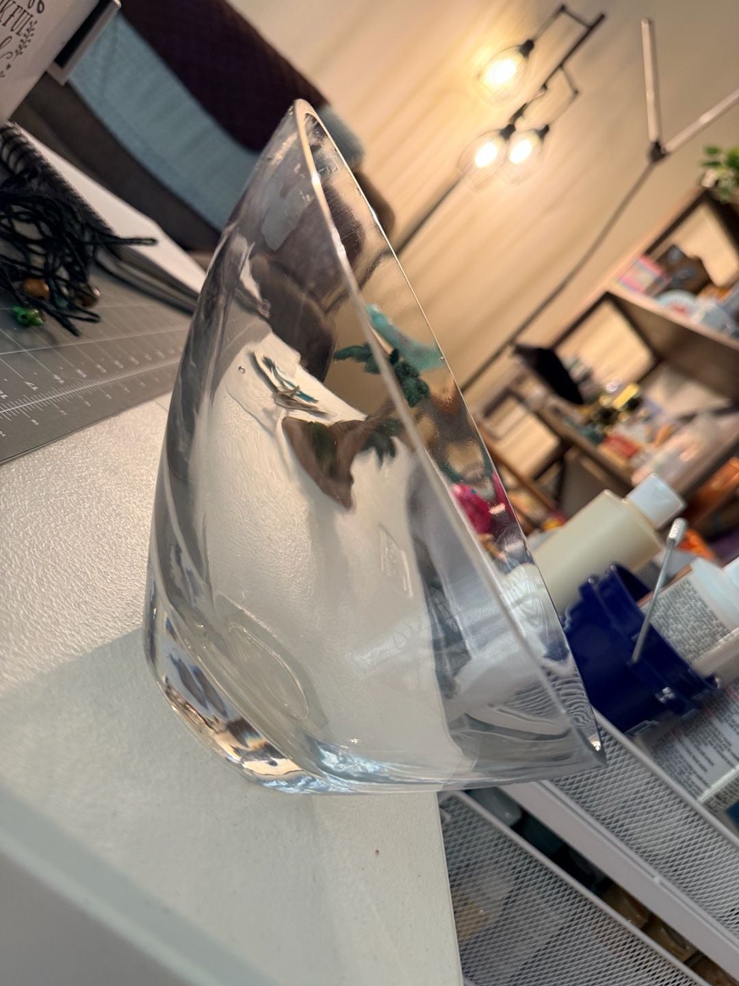Clear Glass Slanted Oval Bowl with Angle Top 4