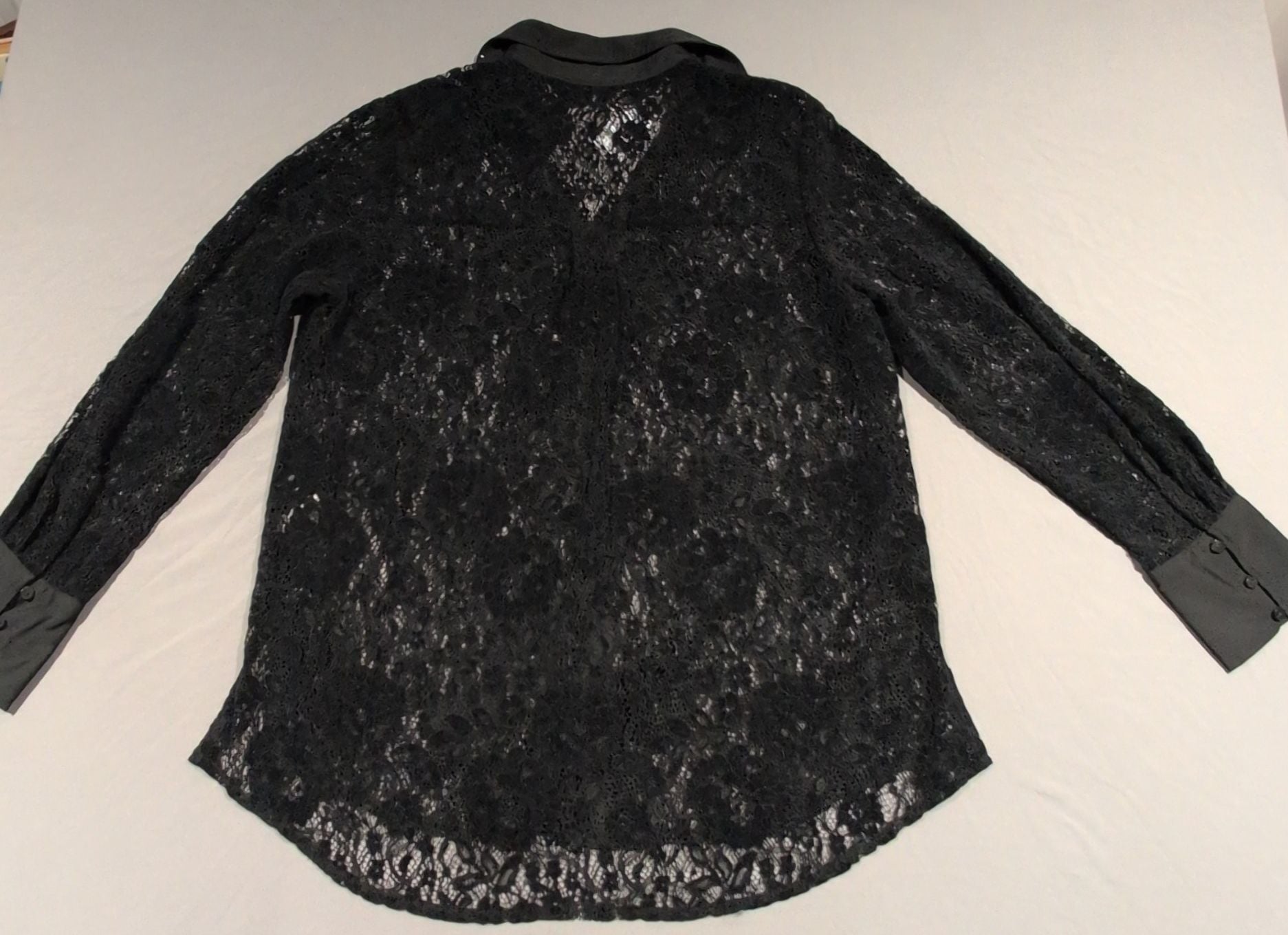Free People Faith Lace Button Down Shirt Black Size XS New 5