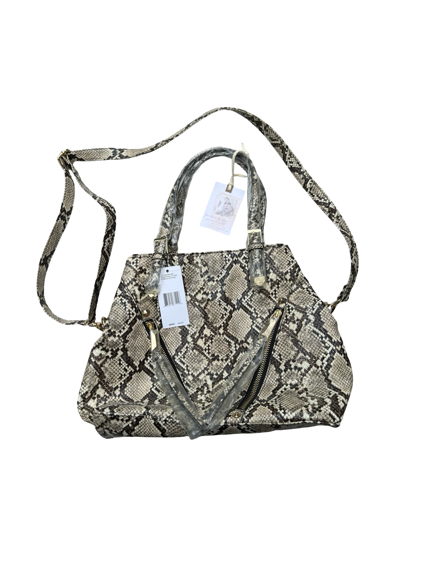 Jessica Simpson Nicole Satchel Natural Python Handbag 2