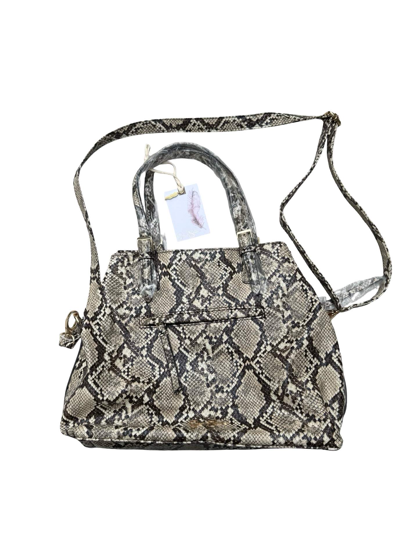 Jessica Simpson Nicole Satchel Natural Python Handbag 3